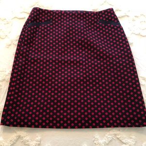 Talbots Navy and Red Polka Dot Pencil Skirt